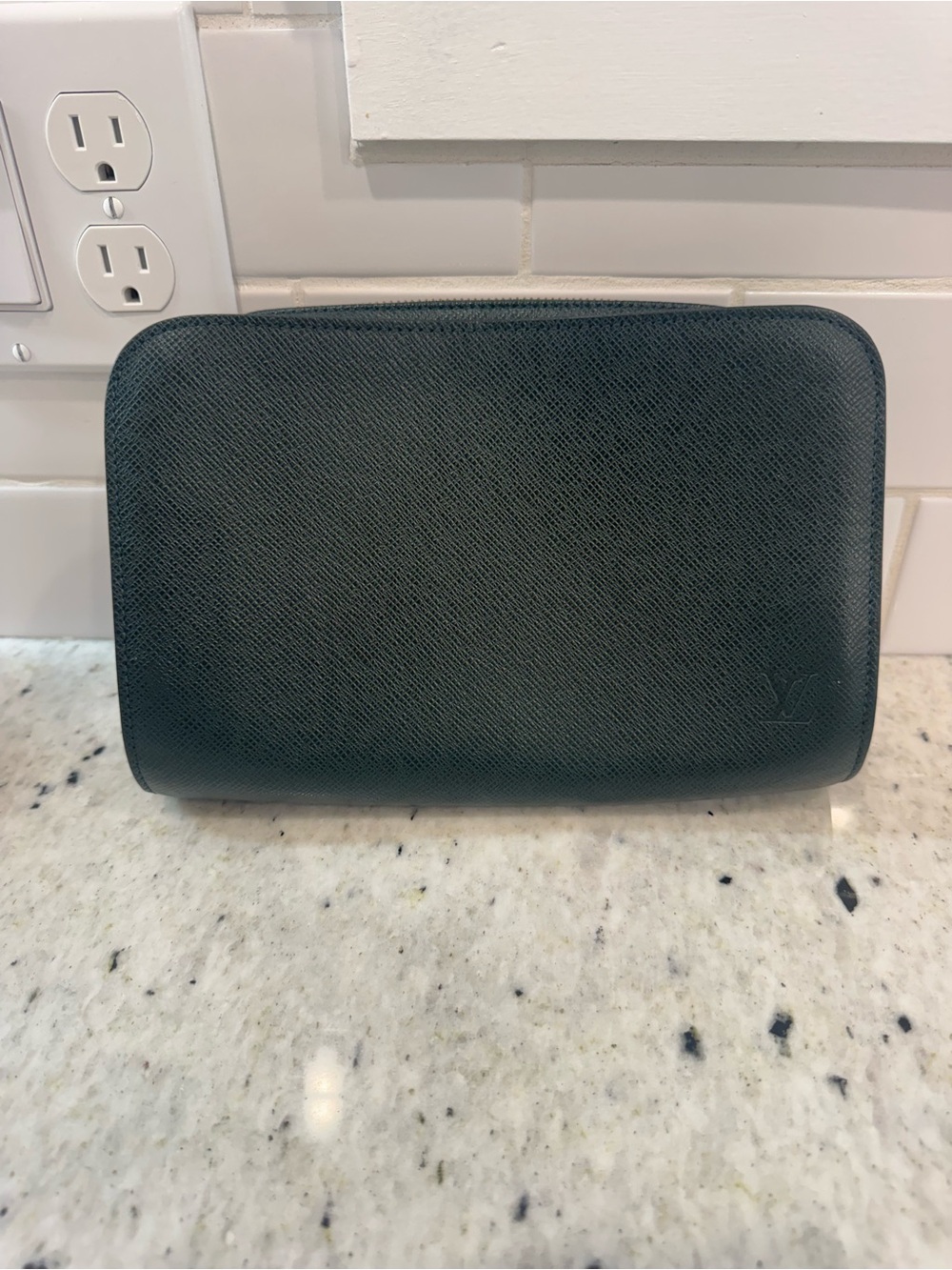 Louis Vuitton Dark Green Leather Pouch